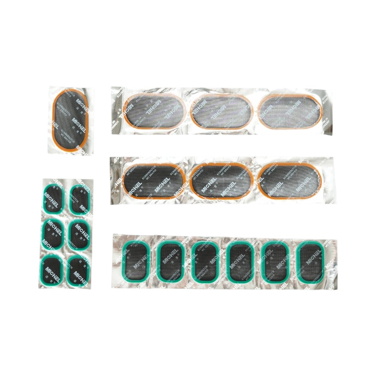 Set 19 petice vulcanizare dreptunghiulare 24x34mm, 6x32mm, 32x50mm, 45x75mm + 1 tub adeziv 20ml pentru camere de aer Michel - imagine 5