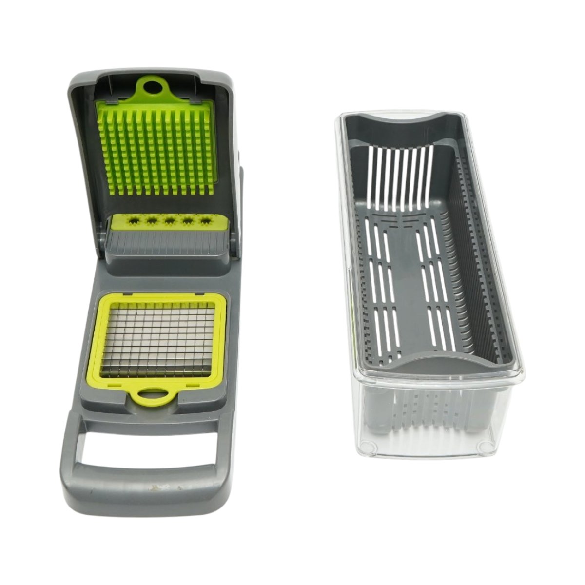 Tocator de legume multifunctional 12 in 1 manual, 8 lame inox interschimbabile, taietor legume, feliator, razatoare, decojitor, separator oua, recipient colectare - imagine 11