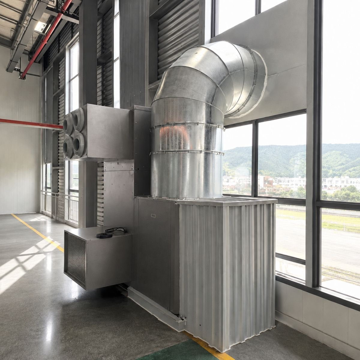 Sistem instalatie climatizare industriala 272.960 BTU, 80kW, 380V, functie incalzire si ventilatie, debit aer 17.500m3/h pentru corturi, hale, depozite 500–750m2 - imagine 2