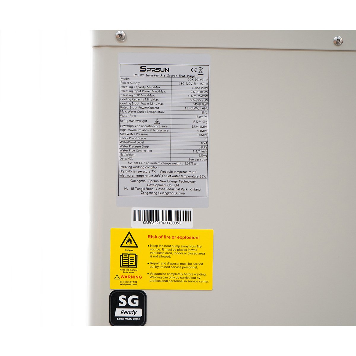Pompa de caldura aer-apa monobloc 35kW, 380V, 55°C IPX4 SPRSUN - imagine 7