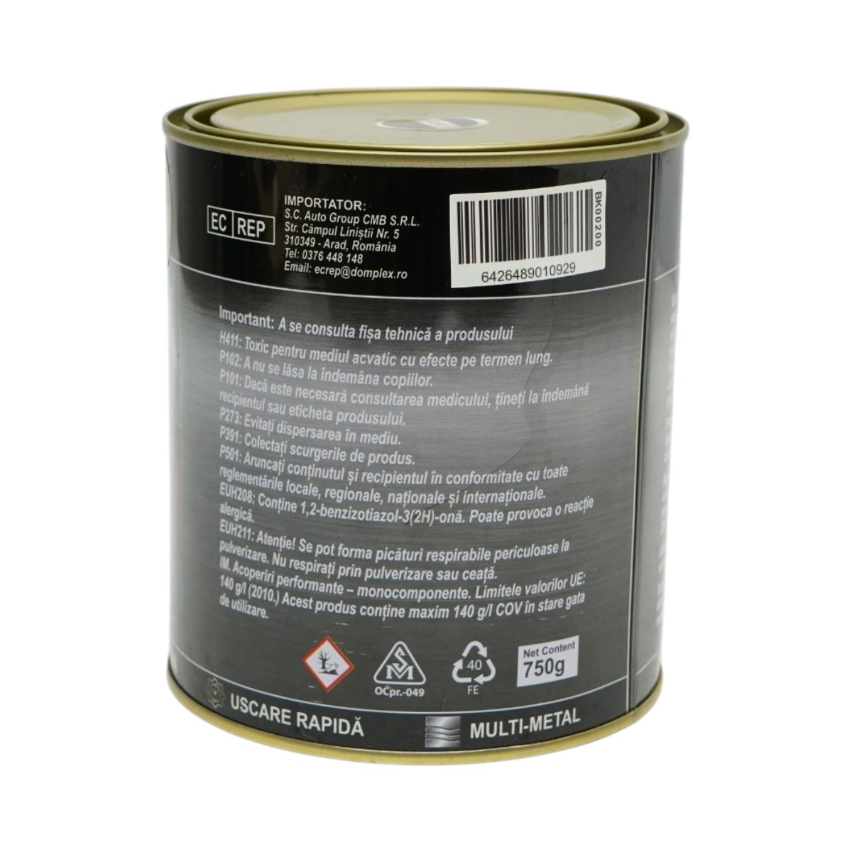 Vopsea email anticoroziva 3 in 1 pentru metal, direct pe rugina, pe baza de apa, negru 750g Breckner Germany - imagine 4