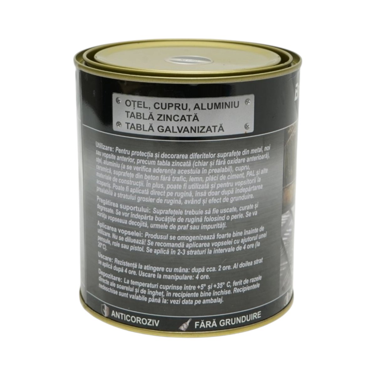 Vopsea email anticoroziva 3 in 1 pentru metal, direct pe rugina, pe baza de apa, negru 750g Breckner Germany - imagine 3