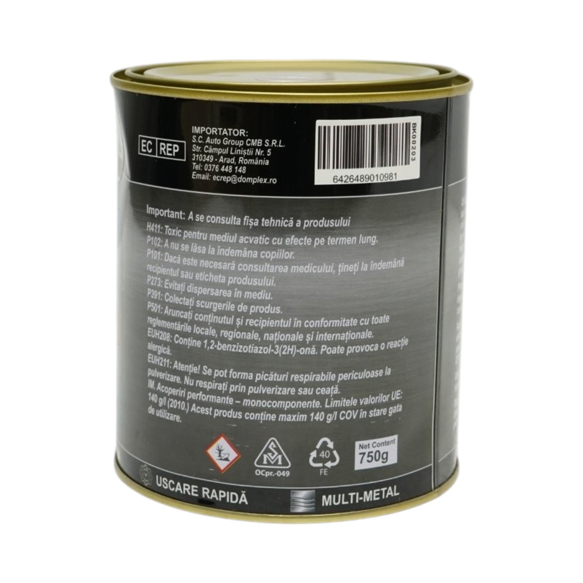 Vopsea email anticoroziva 3 in 1 pentru metal, direct pe rugina, pe baza de apa, rosu imperial 750g Breckner Germany - imagine 4