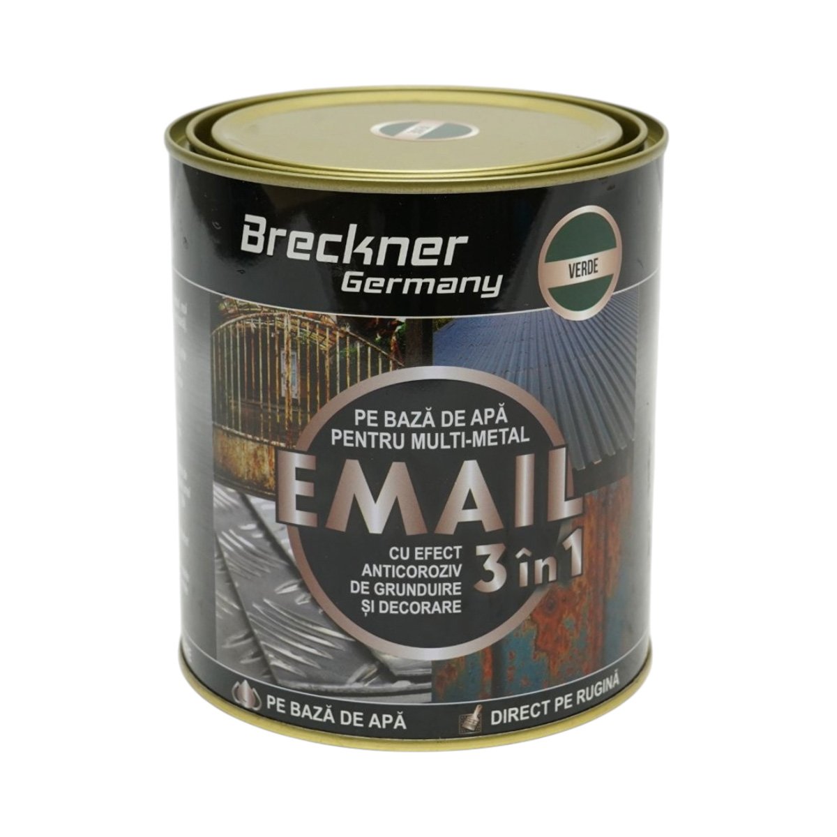 Vopsea email anticoroziva 3 in 1 pentru metal, direct pe rugina, pe baza de apa, verde John Deere 750g Breckner Germany - imagine 2