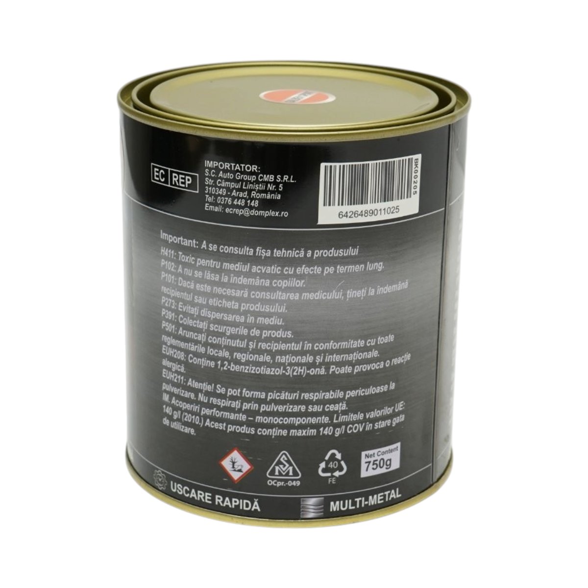 Vopsea email anticoroziva 3 in 1 pentru metal, direct pe rugina, pe baza de apa, galben sport 750g Breckner Germany - imagine 4