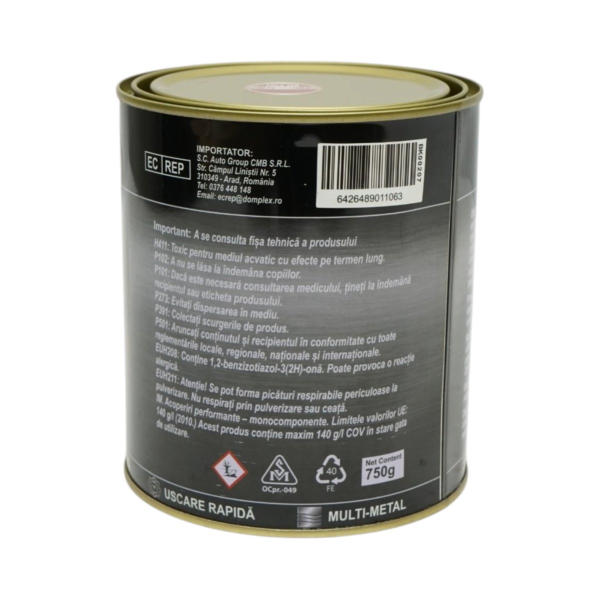 Vopsea email anticoroziva 3 in 1 pentru metal, direct pe rugina, pe baza de apa, portocaliu 2107 Amazone 750g Breckner Germany - imagine 4