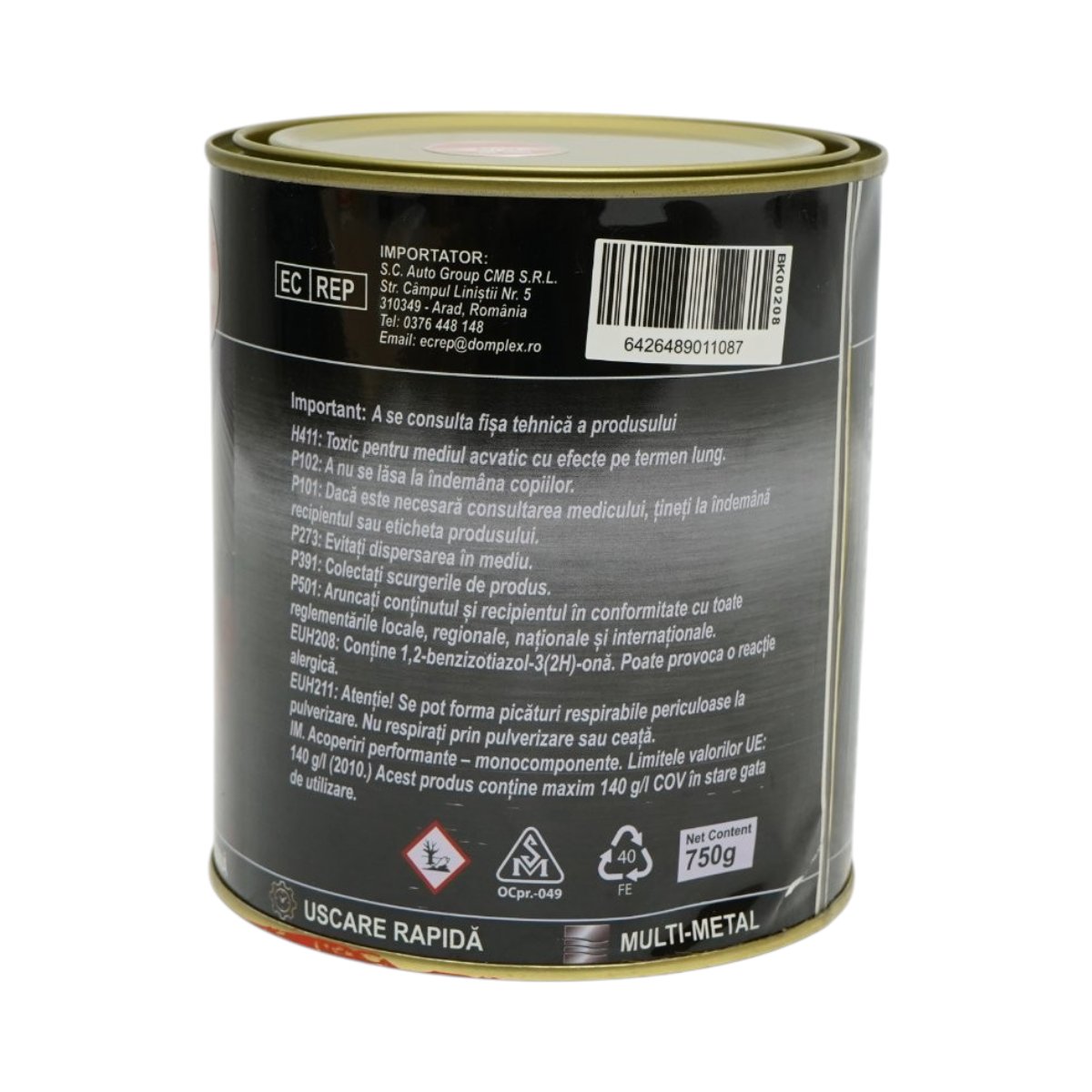 Vopsea email anticoroziva 3 in 1 pentru metal, direct pe rugina, pe baza de apa, rosu RAL 2002 750g Breckner Germany - imagine 4