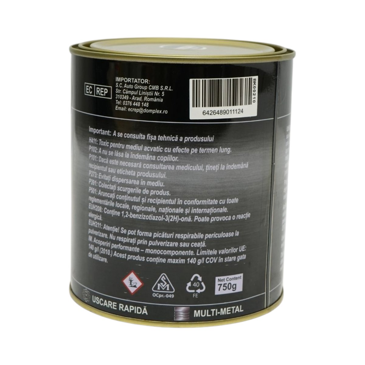 Vopsea email anticoroziva 3 in 1 pentru metal, direct pe rugina, pe baza de apa, verde RAL 6016 750g Breckner Germany - imagine 4