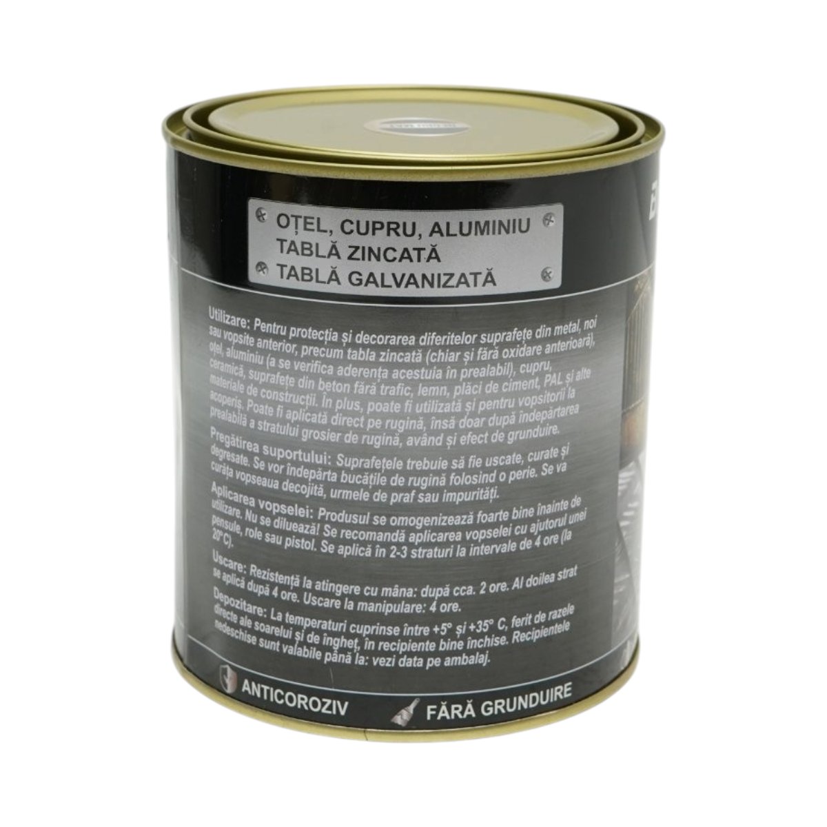 Vopsea email anticoroziva 3 in 1 pentru metal, direct pe rugina, pe baza de apa, negru mat 750g Breckner Germany - imagine 3