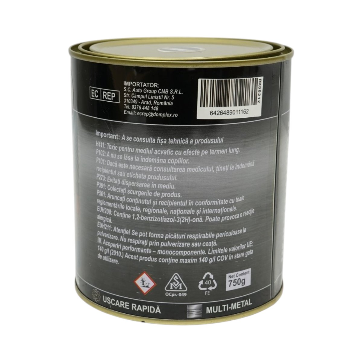 Vopsea email anticoroziva 3 in 1 pentru metal, direct pe rugina, pe baza de apa, negru mat 750g Breckner Germany - imagine 4