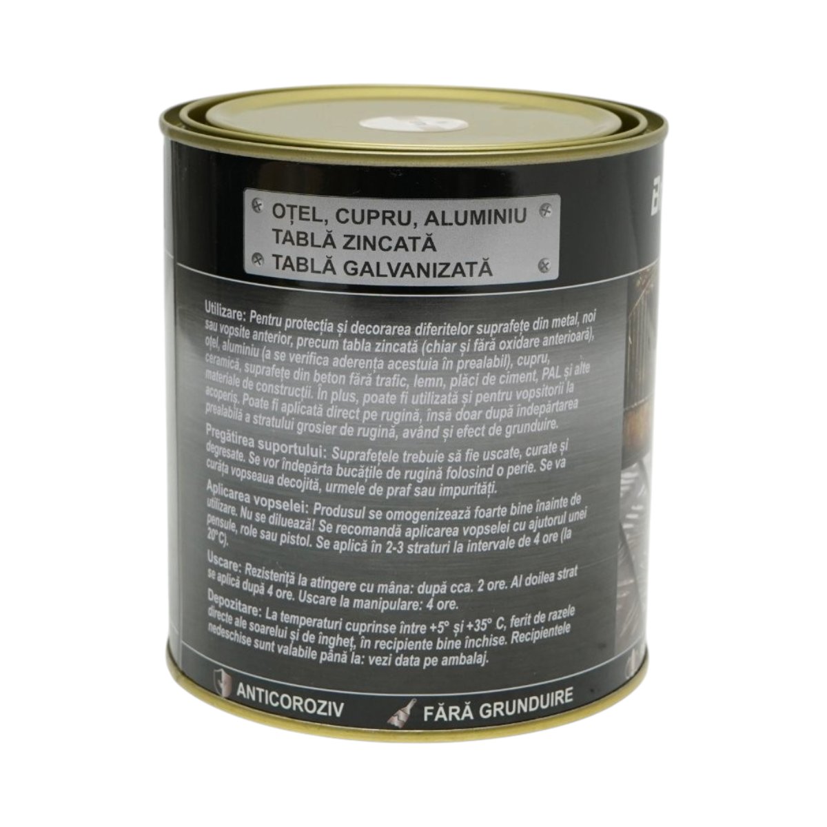 Vopsea email anticoroziva 3 in 1 pentru metal, direct pe rugina, pe baza de apa, alb 10 750g Breckner Germany - imagine 3