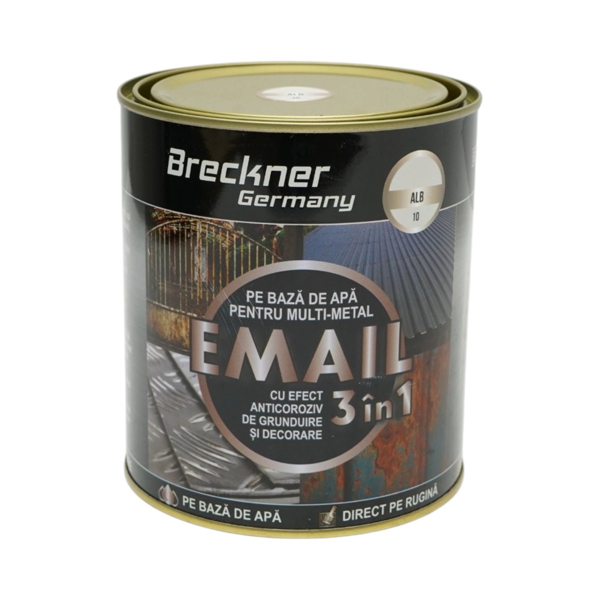 Vopsea email anticoroziva 3 in 1 pentru metal, direct pe rugina, pe baza de apa, alb 10 750g Breckner Germany - imagine 2