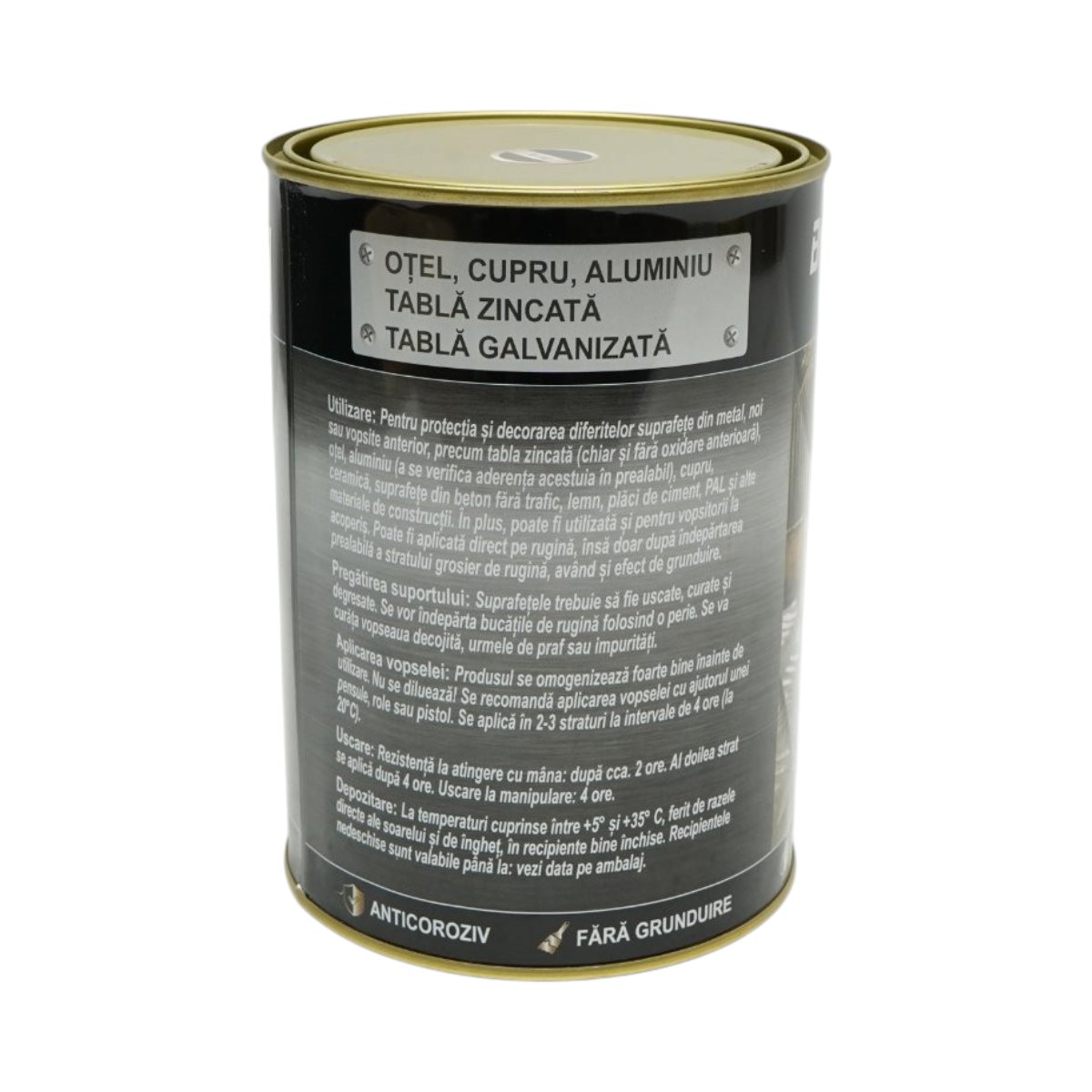 Vopsea email anticoroziva 3 in 1 pentru metal, direct pe rugina, pe baza de apa, negru 2000g Breckner Germany - imagine 3