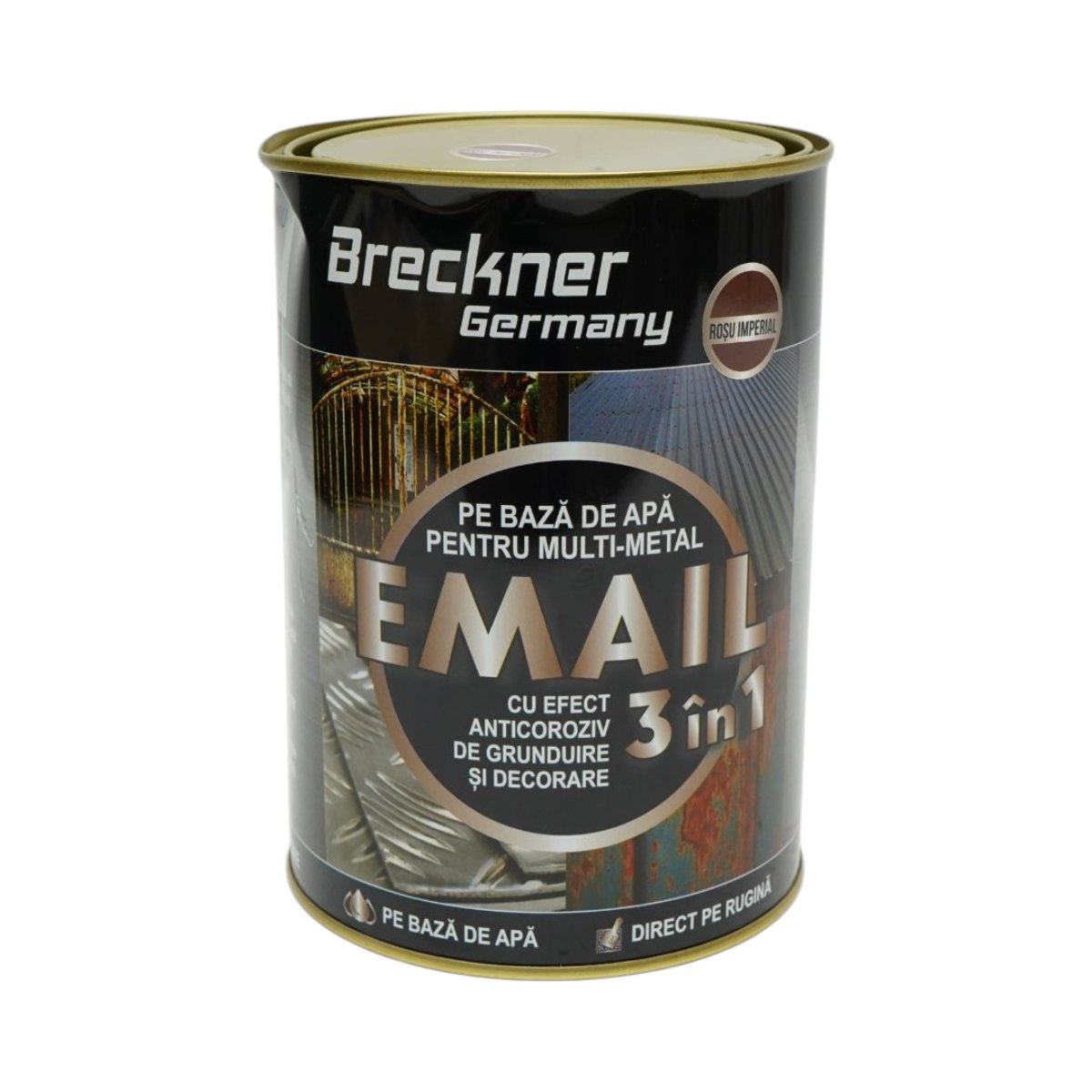 Vopsea email anticoroziva 3 in 1 pentru metal, direct pe rugina, pe baza de apa, rosu imperial 2000g Breckner Germany - imagine 2