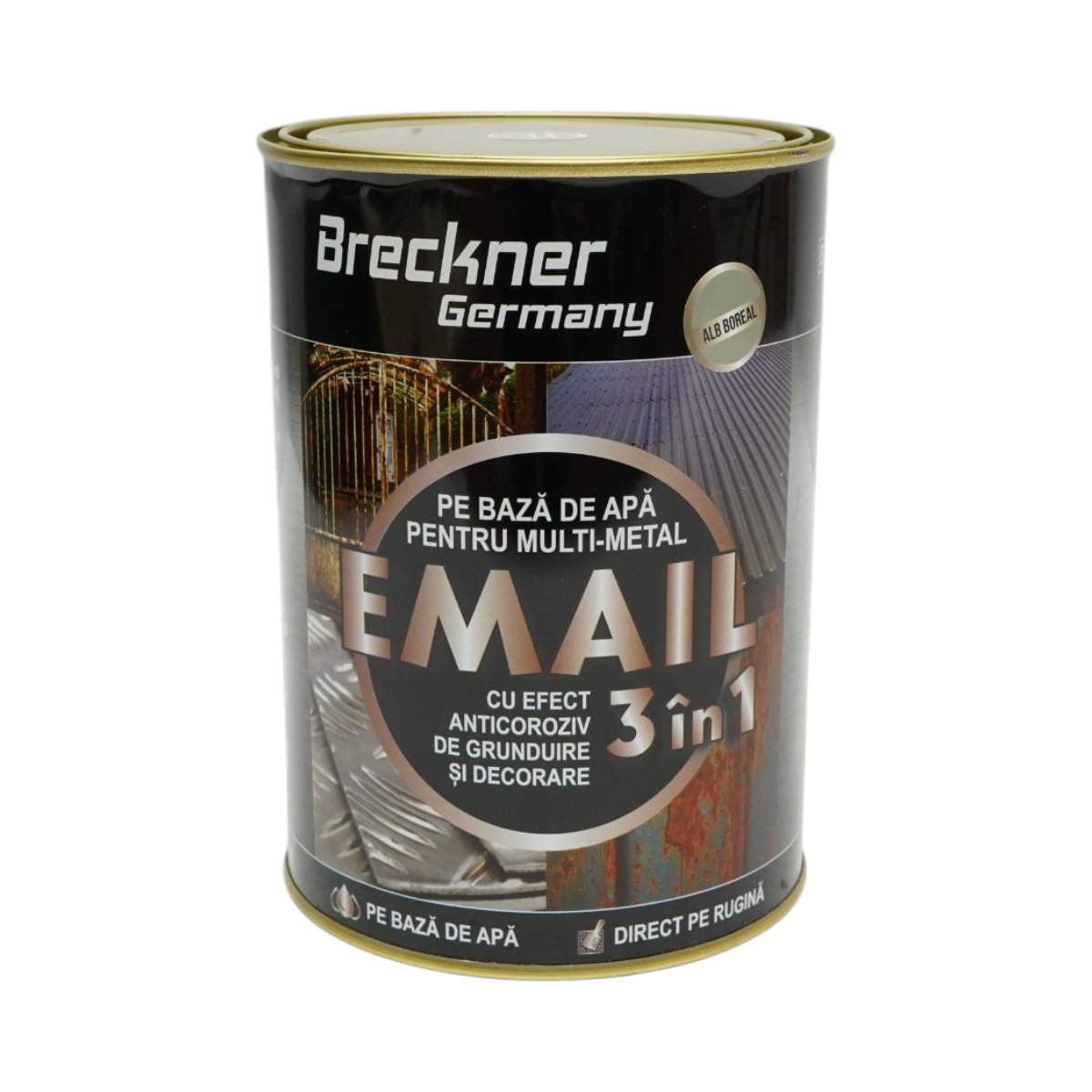 Vopsea email anticoroziva 3 in 1 pentru metal, direct pe rugina, pe baza de apa, alb boreal 2000g Breckner Germany - imagine 2