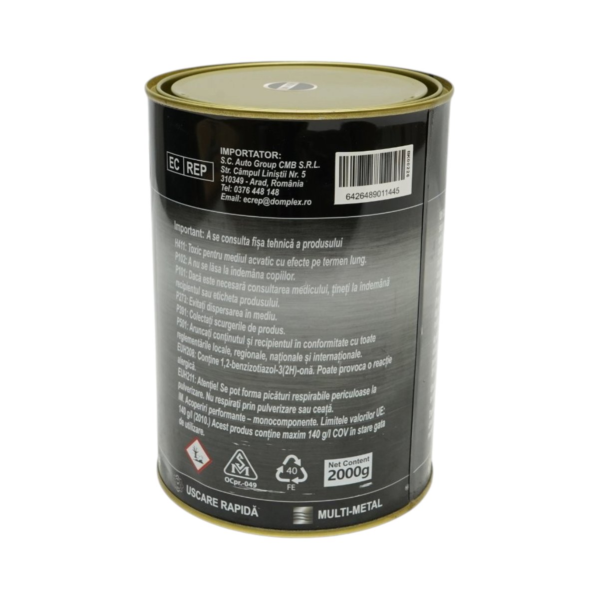 Vopsea email anticoroziva 3 in 1 pentru metal, direct pe rugina, pe baza de apa, negru mat 2000g Breckner Germany - imagine 4
