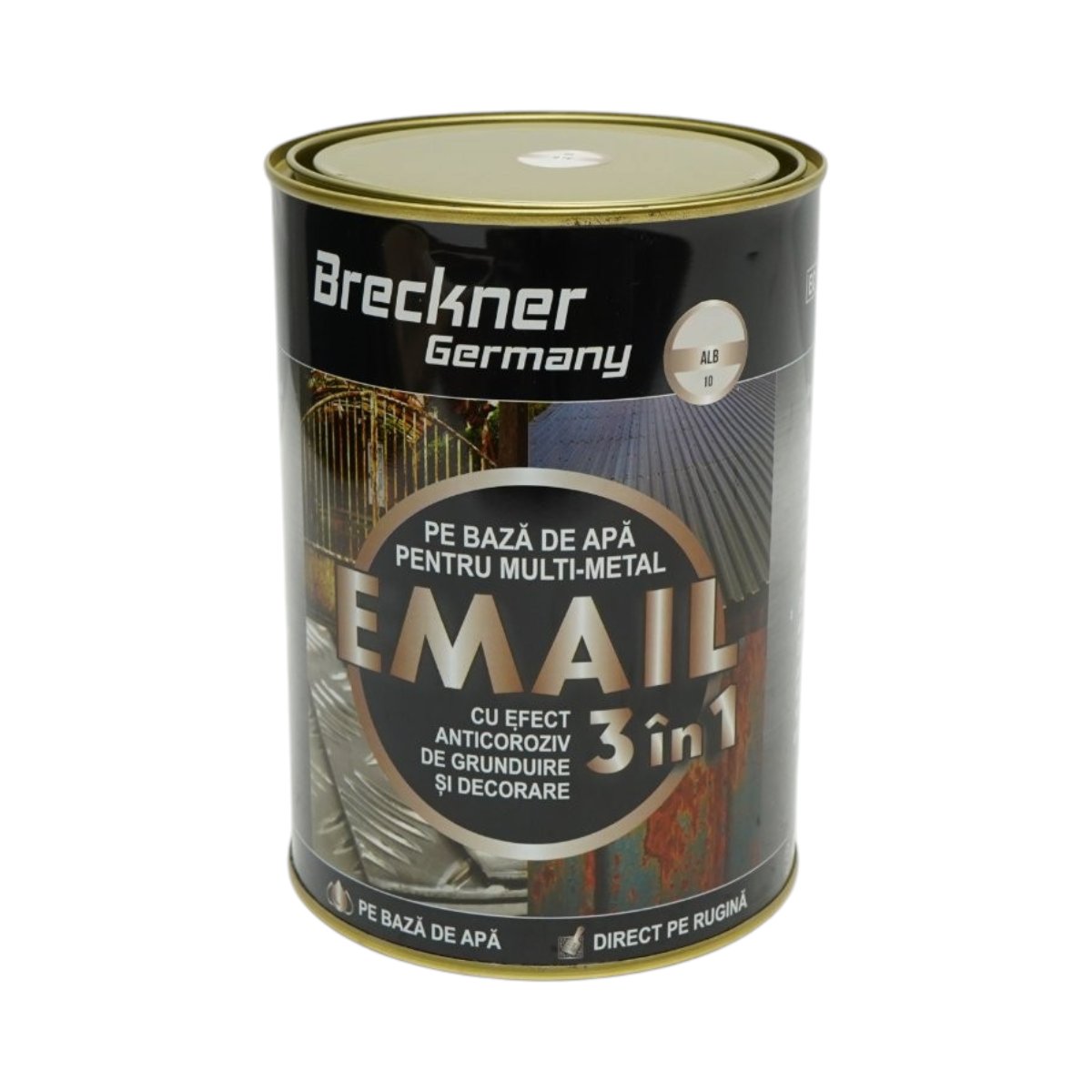 Vopsea email anticoroziva 3 in 1 pentru metal, direct pe rugina, pe baza de apa, alb 10 2000g Breckner Germany - imagine 2