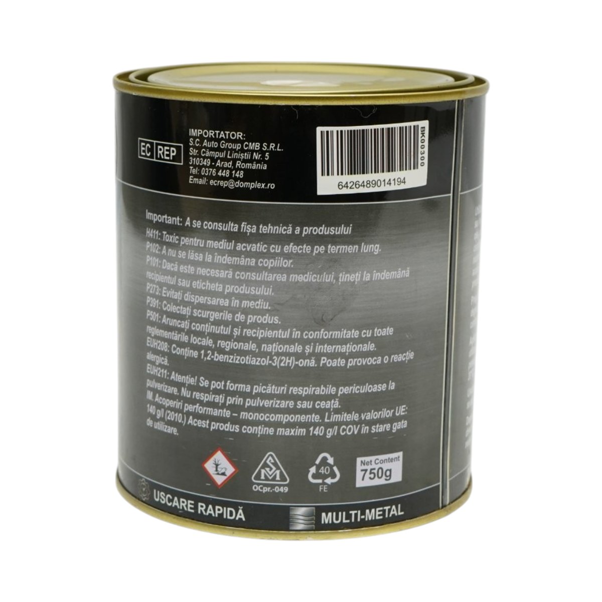 Vopsea email anticoroziva 3 in 1 pentru metal, direct pe rugina, pe baza de apa, alb mat 750g Breckner Germany - imagine 4