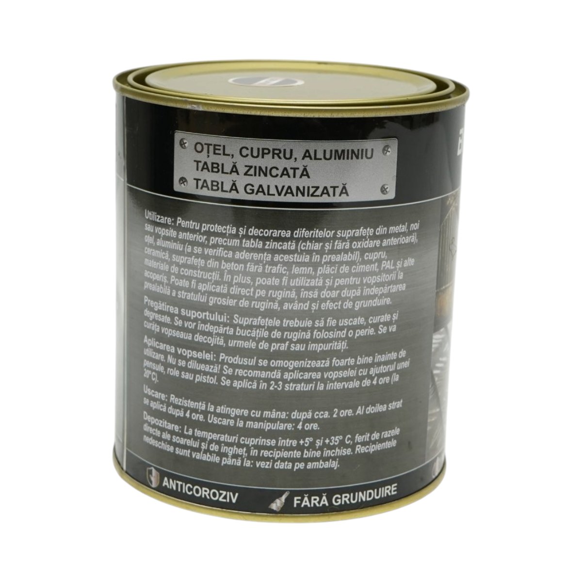 Vopsea email anticoroziva 3 in 1 pentru metal, direct pe rugina, pe baza de apa, gri antracit RAL 7016 750g Breckner Germany - imagine 3