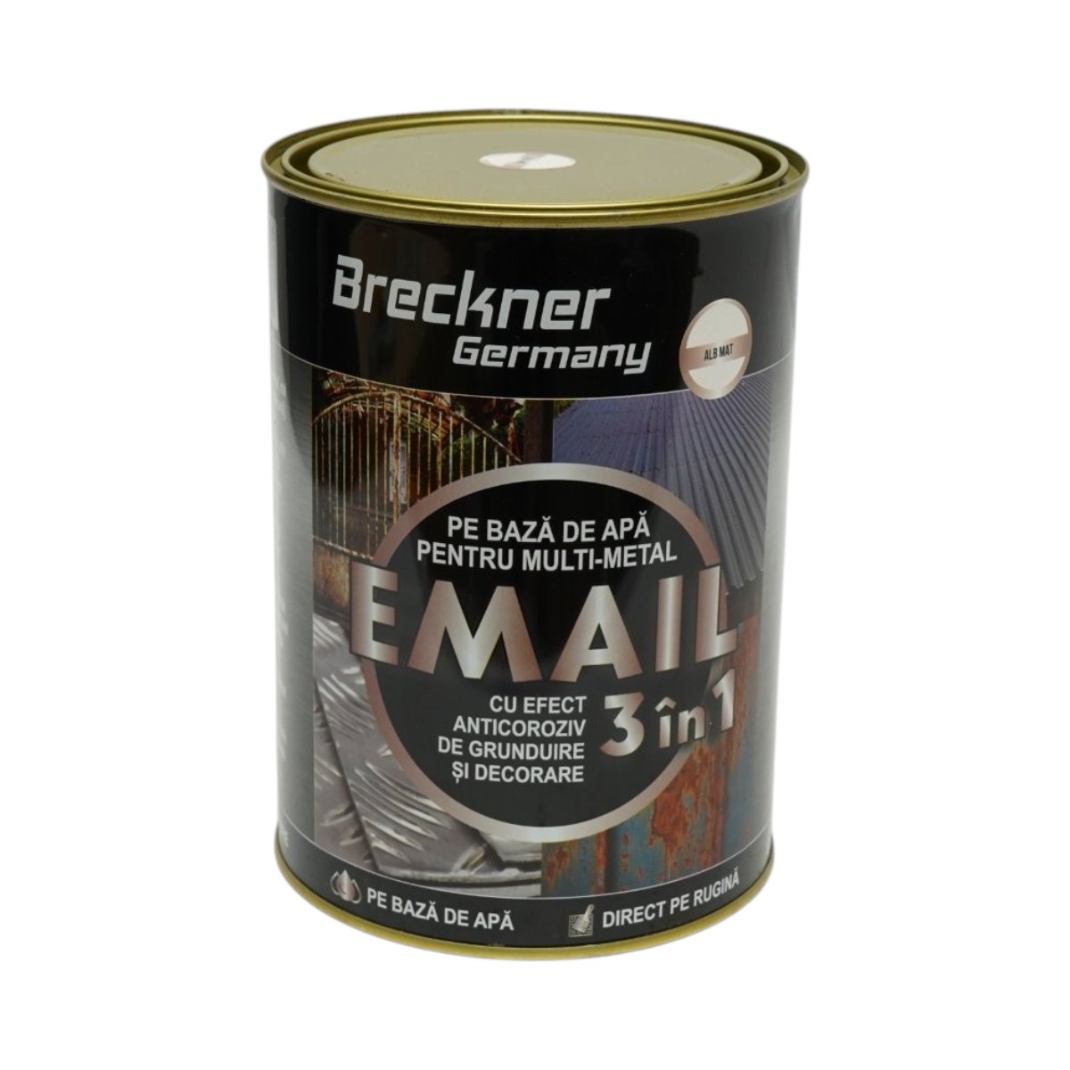 Vopsea email anticoroziva 3 in 1 pentru metal, direct pe rugina, pe baza de apa, alb mat 2000g Breckner Germany - imagine 2