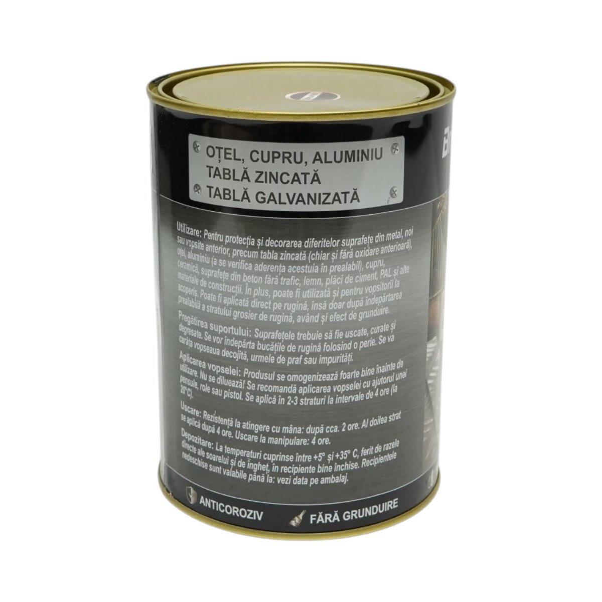 Vopsea email anticoroziva 3 in 1 pentru metal, direct pe rugina, pe baza de apa, gri antracit RAL 7016 2000g Breckner Germany - imagine 4