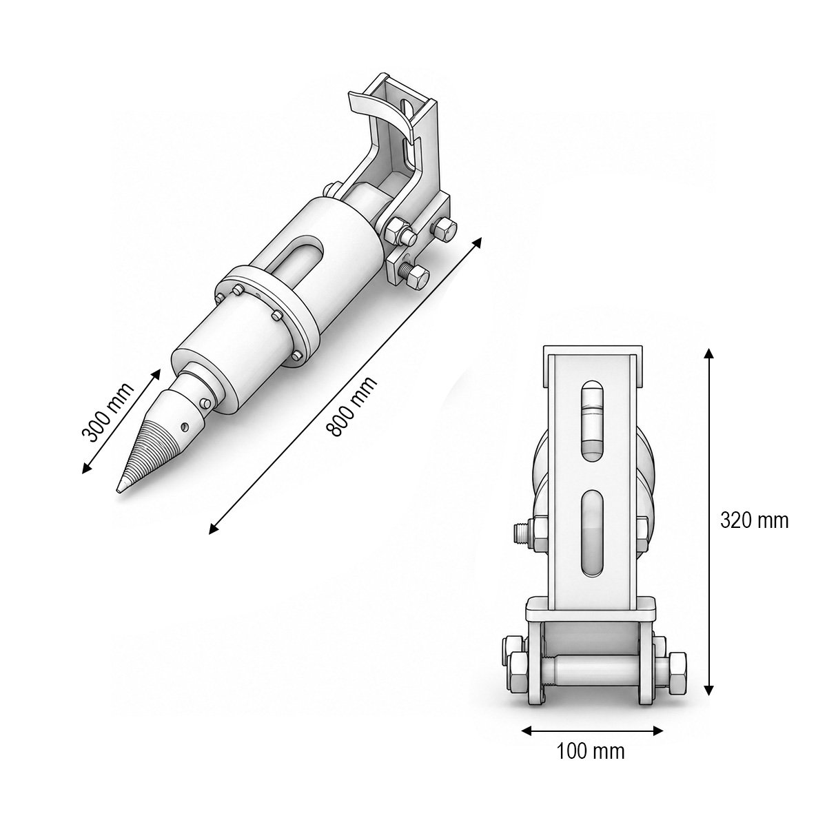 Despicator lemne conic hidraulic pentru mini excavator 0.8-2.5 tone - imagine 3