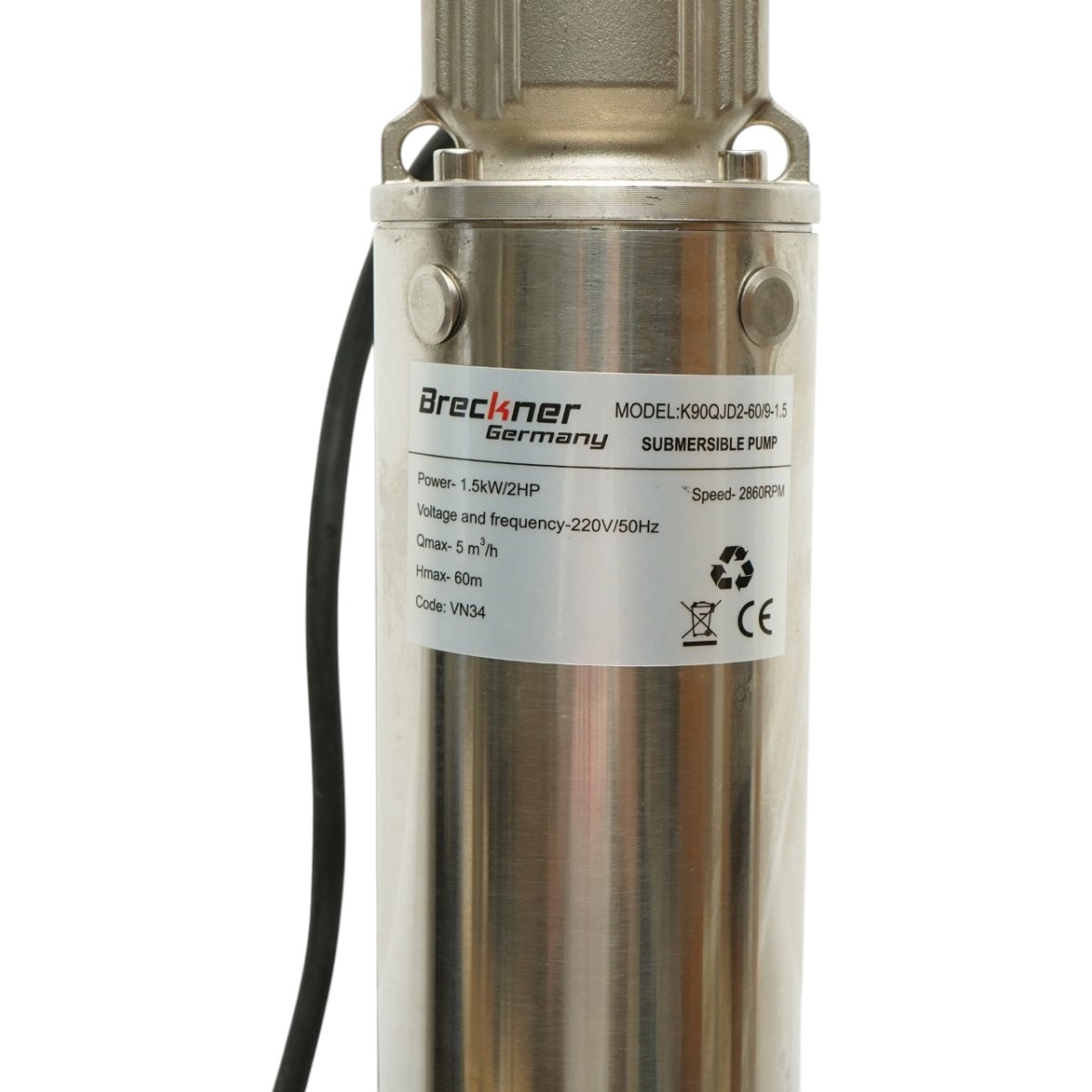 Pompa apa submersibila inox 1.5kW, 220V, D100mm, debit 5 m3/h, inaltime refulare 60m, 9 turbine ceramice, racire pe ulei, panou de control K90QJD2-60/9-1.5 Breckner Germany - imagine 7
