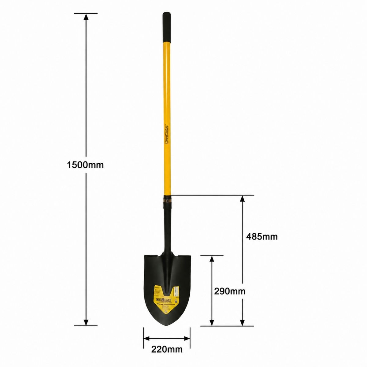 Lopata otel cu varf ascutit tip cazma 220x290x1500mm, coada din fibra de sticla Crownman - imagine 2