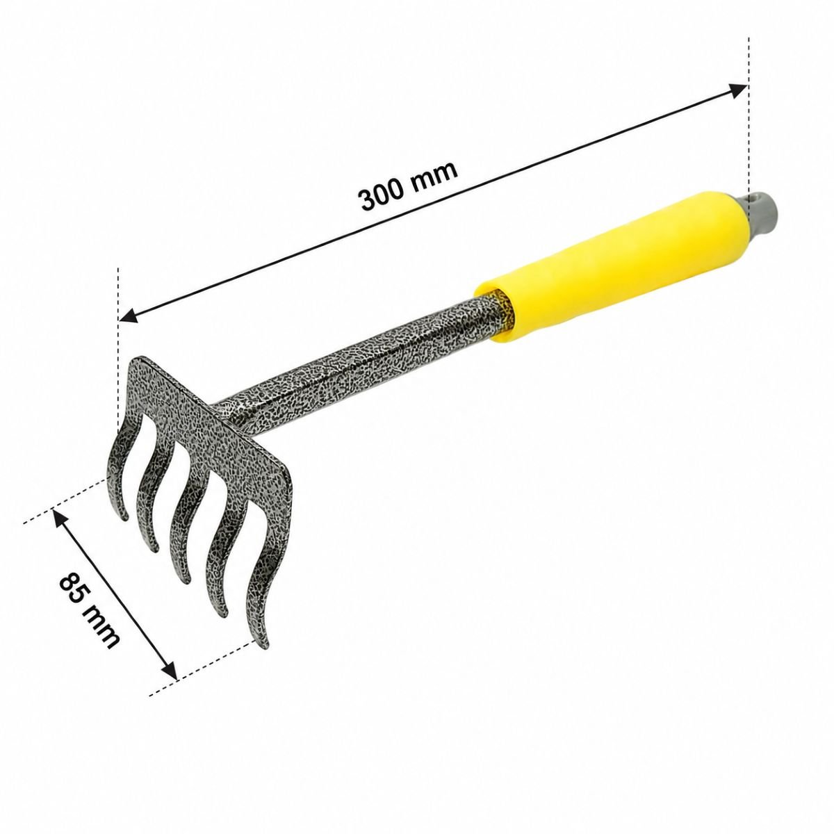 Grebla de gradina cu 5 dinti din otel carbon 85x300mm, maner ergonomic PP Crownman - imagine 2