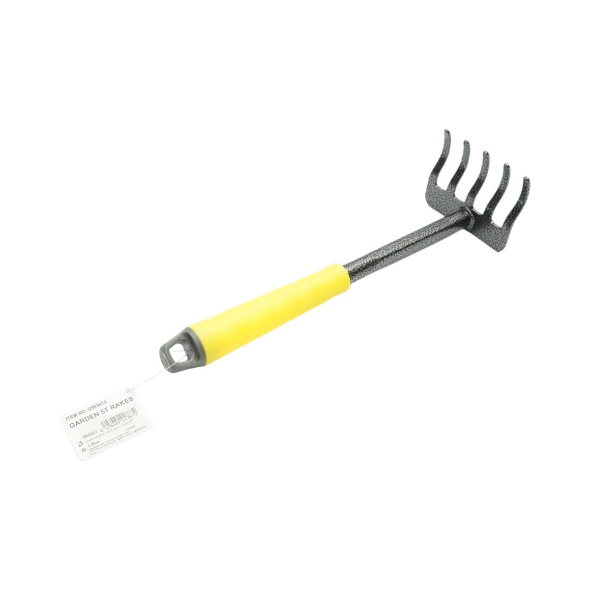 Grebla de gradina cu 5 dinti din otel carbon 85x300mm, maner ergonomic PP Crownman - imagine 3