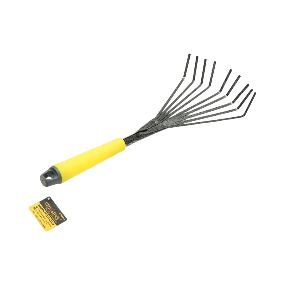 Grebla de gradina evantai cu 9 dinti flexibili din otel carbon 145x350mm, maner ergonomic PP Crownman - imagine 4