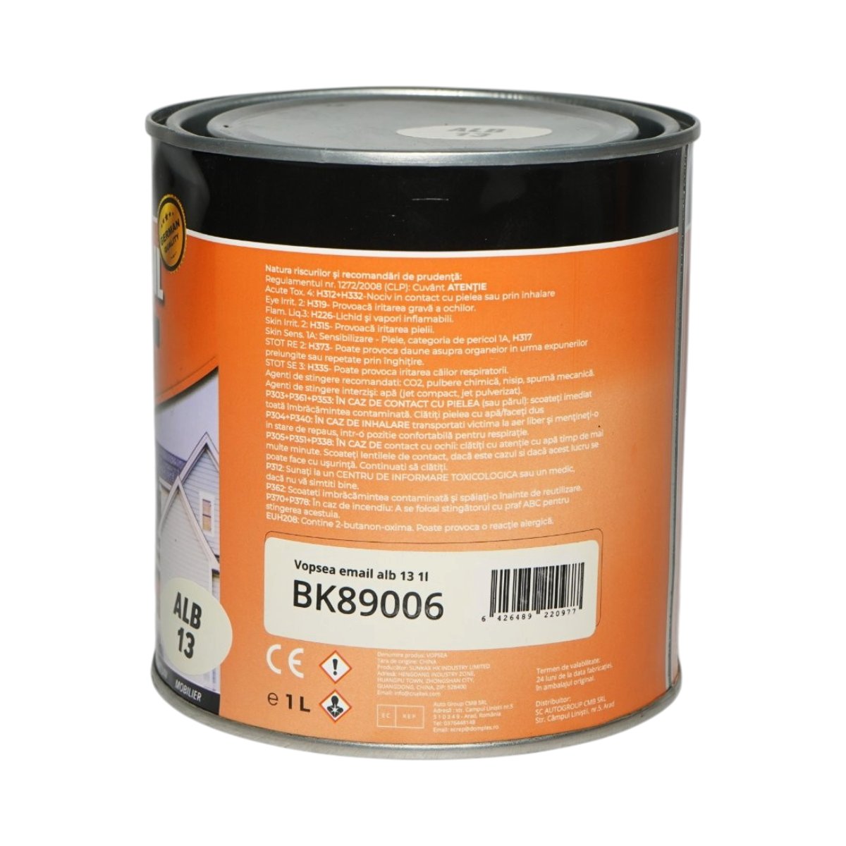 Vopsea email anticoroziva 3 in 1 alb 013 pe baza de solvent 1L, direct pe rugina, interior si exterior 1L Breckner Germany - imagine 3