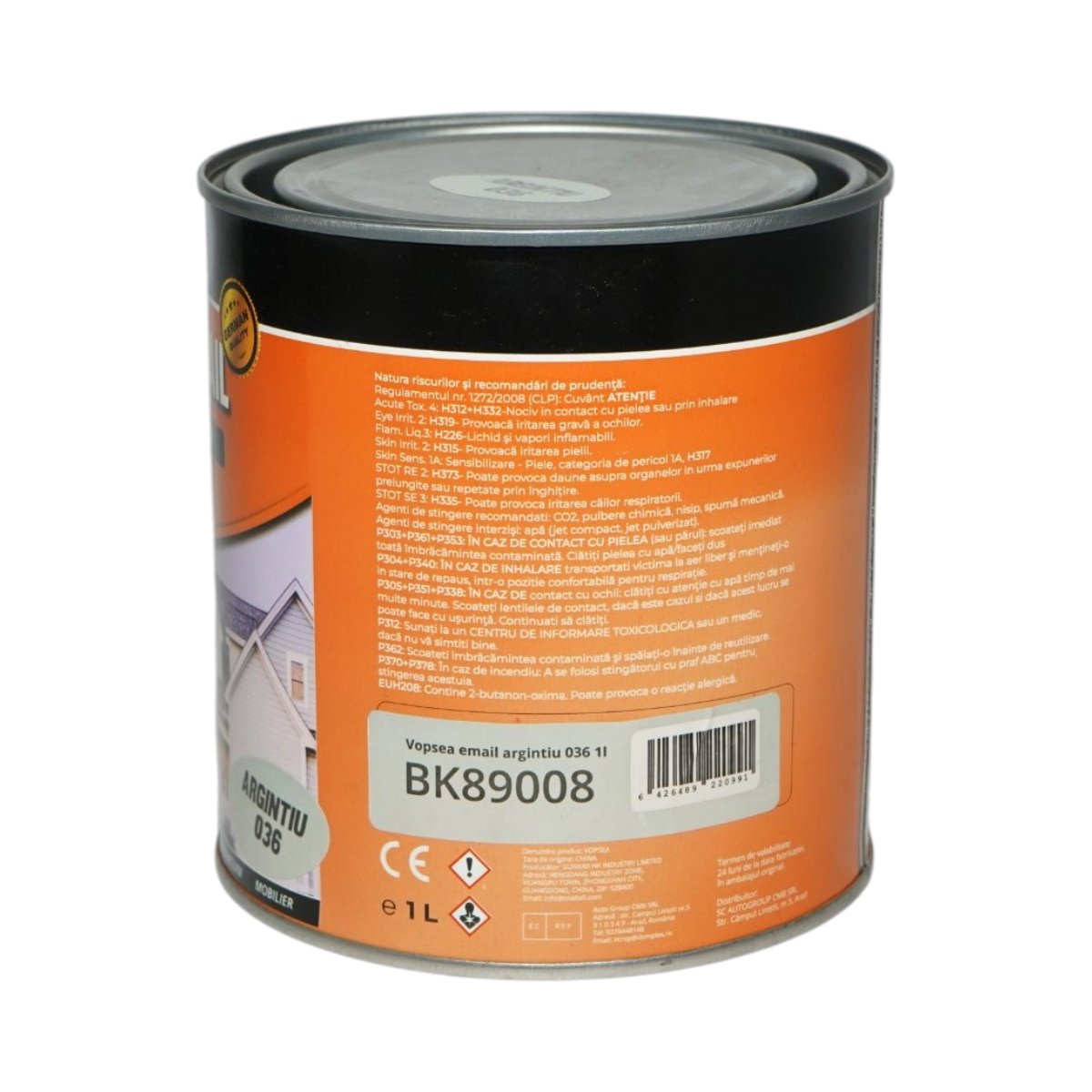 Vopsea email anticoroziva 3 in 1 argintiu 036 pe baza de solvent 1L, direct pe rugina, interior si exterior Breckner Germany - imagine 3