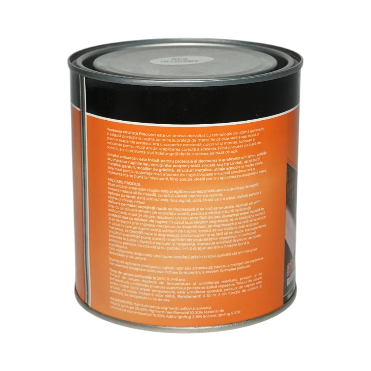 Vopsea email anticoroziva 3 in 1 argintiu 036 pe baza de solvent 1L, direct pe rugina, interior si exterior Breckner Germany - imagine 2