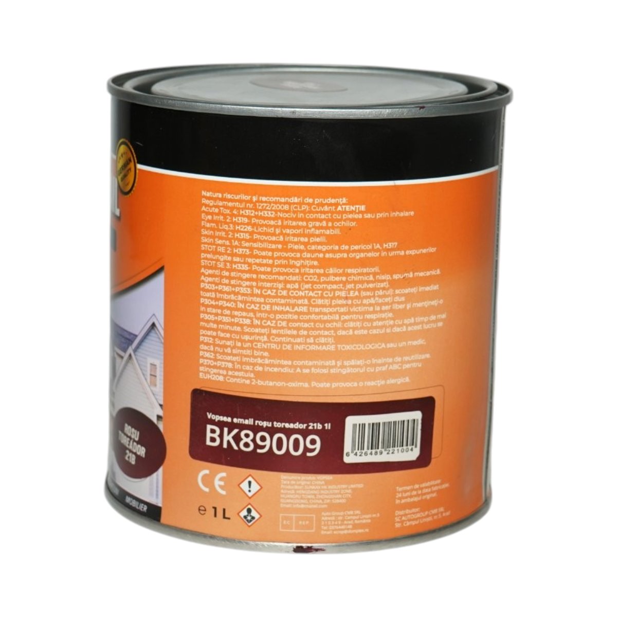 Vopsea email anticoroziva 3 in 1 rosu toreador 21B pe baza de solvent 1L, direct pe rugina, interior si exterior Breckner Germany - imagine 3
