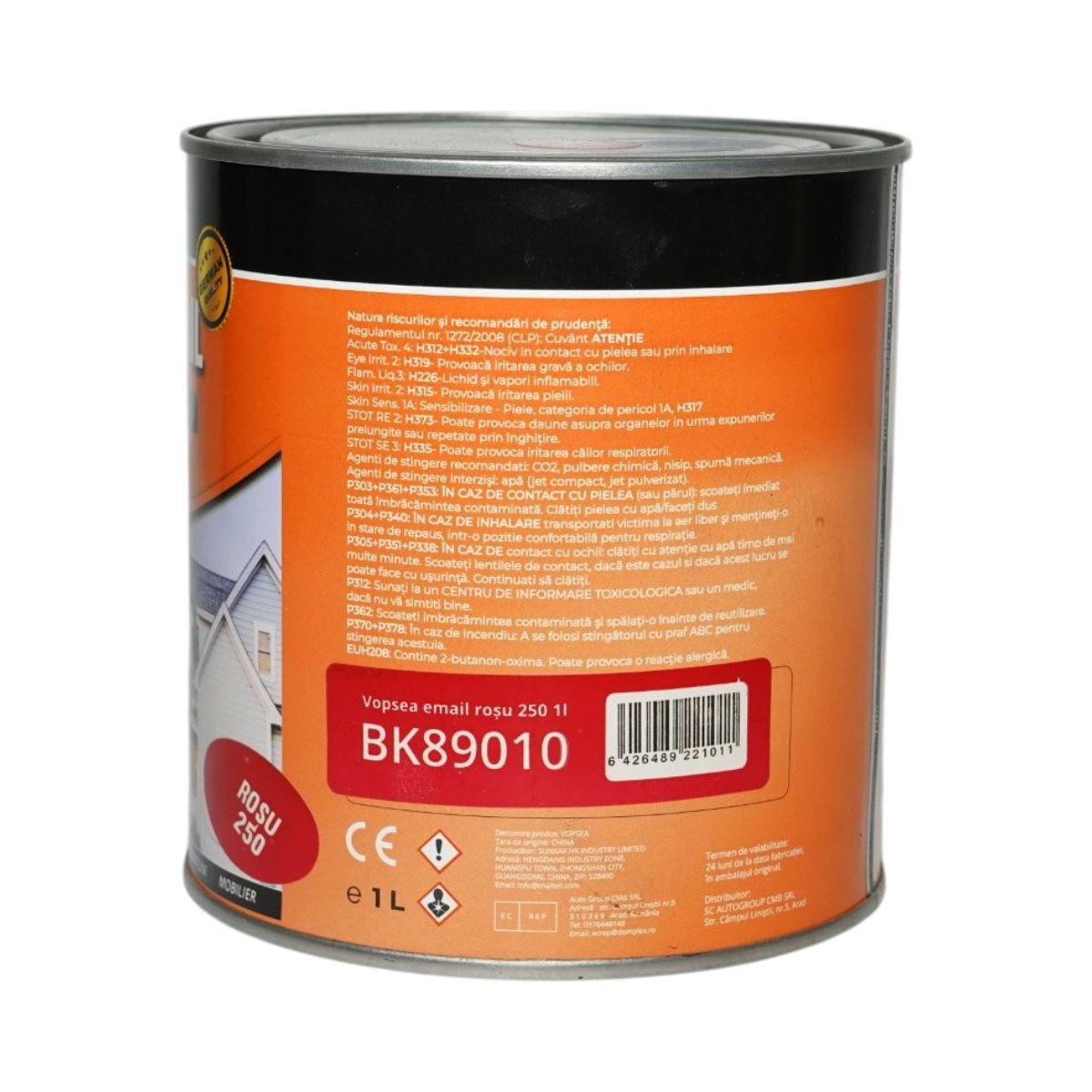 Vopsea email anticoroziva 3 in 1 rosu 250 pe baza de solvent 1L, direct pe rugina, interior si exterior Breckner Germany - imagine 3