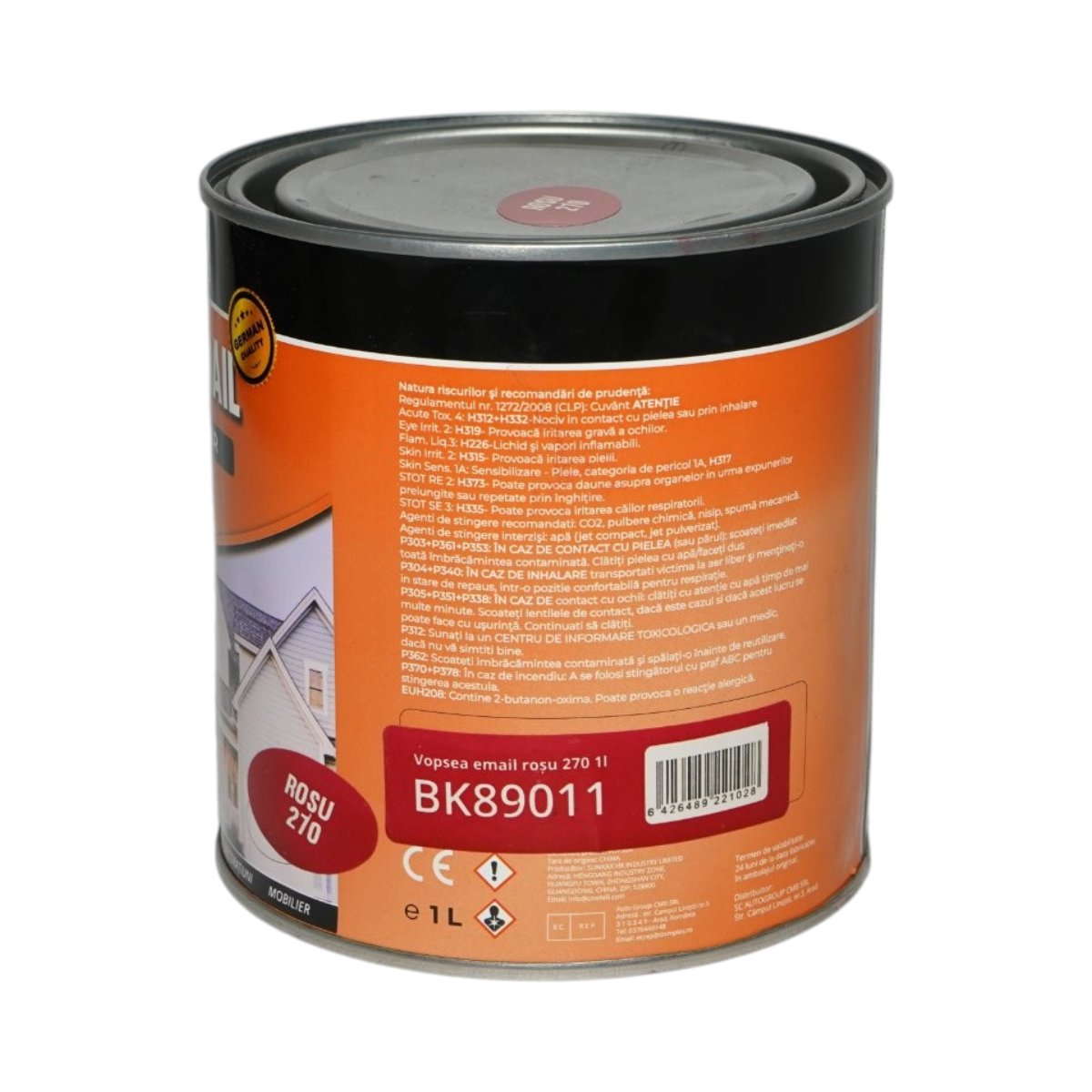 Vopsea email anticoroziva 3 in 1 rosu 270 pe baza de solvent 1L, direct pe rugina, interior si exterior Breckner Germany - imagine 3