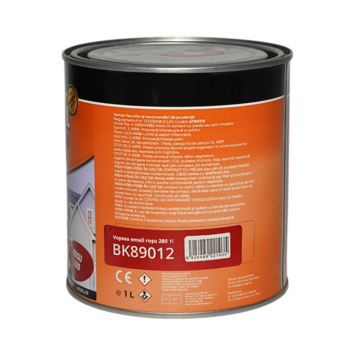 Vopsea email anticoroziva 3 in 1 rosu 280 pe baza de solvent 1L, direct pe rugina, interior si exterior Breckner Germany - imagine 3