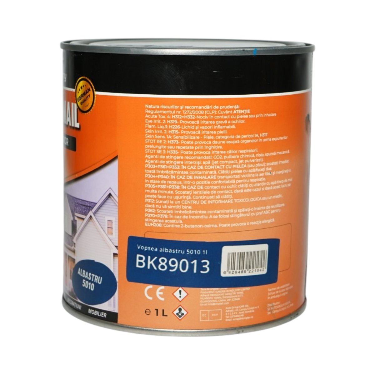 Vopsea email anticoroziva 3 in 1 albastru 5010 pe baza de solvent 1L, direct pe rugina, interior si exterior Breckner Germany - imagine 3