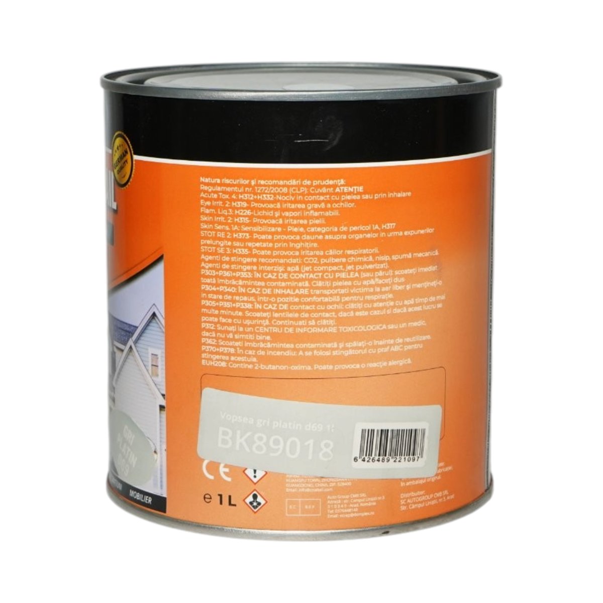 Vopsea email anticoroziva 3 in 1 gri platin D69 pe baza de solvent 1L, direct pe rugina, interior si exterior Breckner Germany - imagine 3