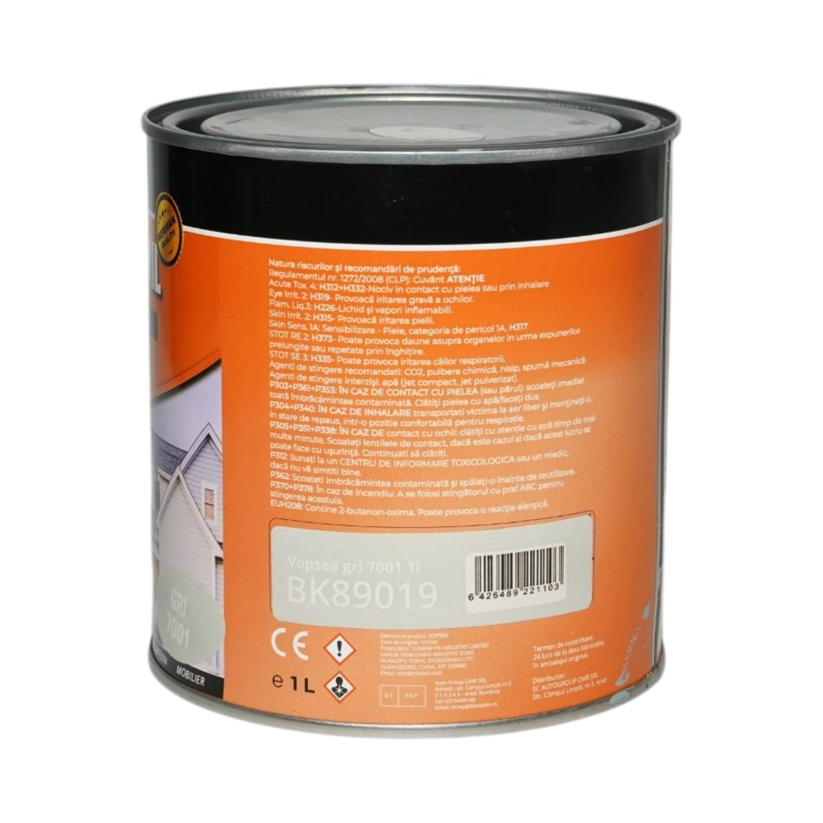 Vopsea email anticoroziva 3 in 1 gri 7001 pe baza de solvent 1L, direct pe rugina, interior si exterior Breckner Germany - imagine 3