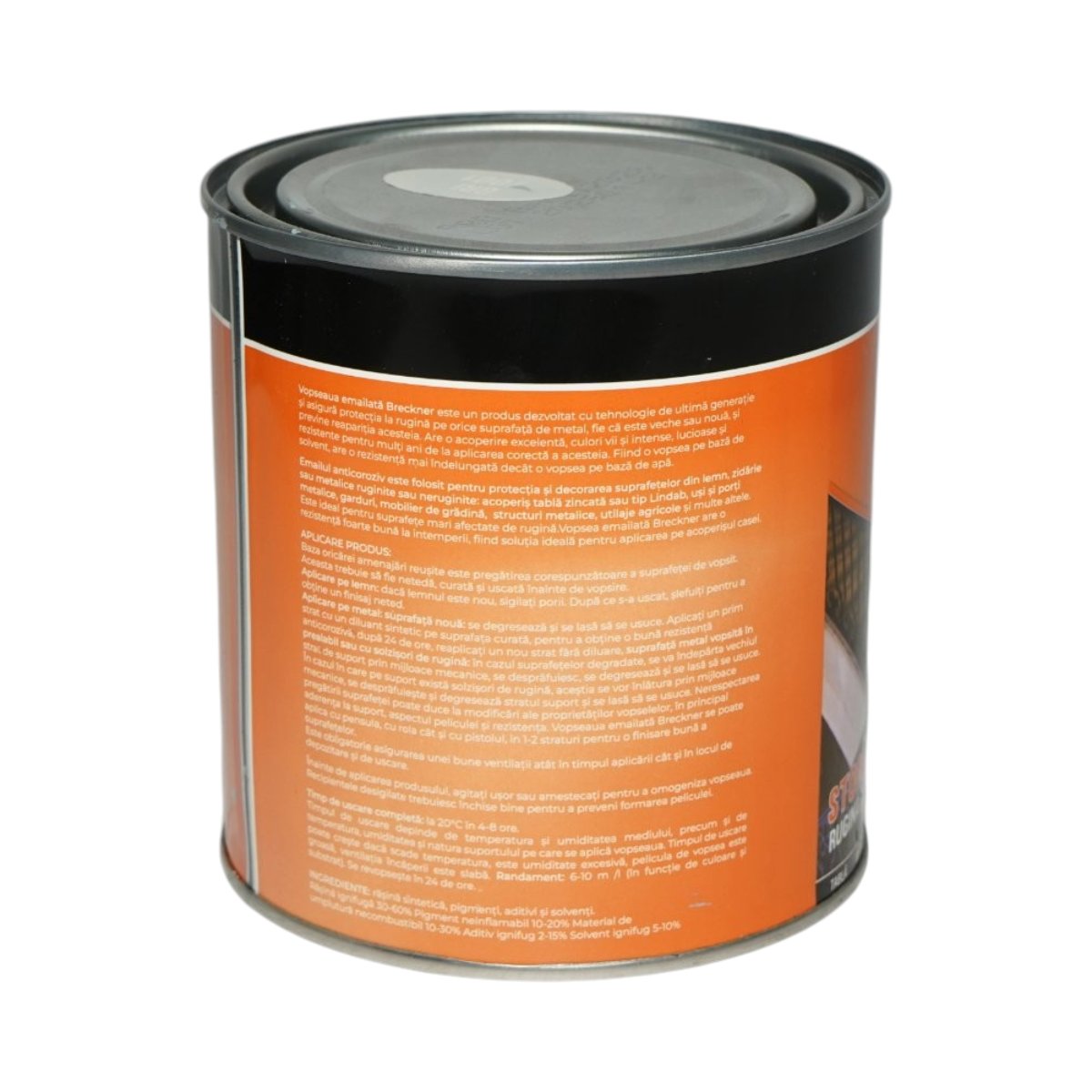 Vopsea email anticoroziva 3 in 1 gri 7001 pe baza de solvent 1L, direct pe rugina, interior si exterior Breckner Germany - imagine 2