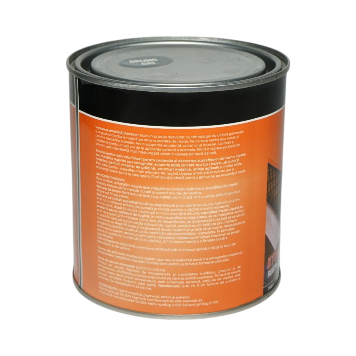 Vopsea email anticoroziva 3 in 1 grund gri pe baza de solvent 1L, direct pe rugina, interior si exterior Breckner Germany - imagine 2