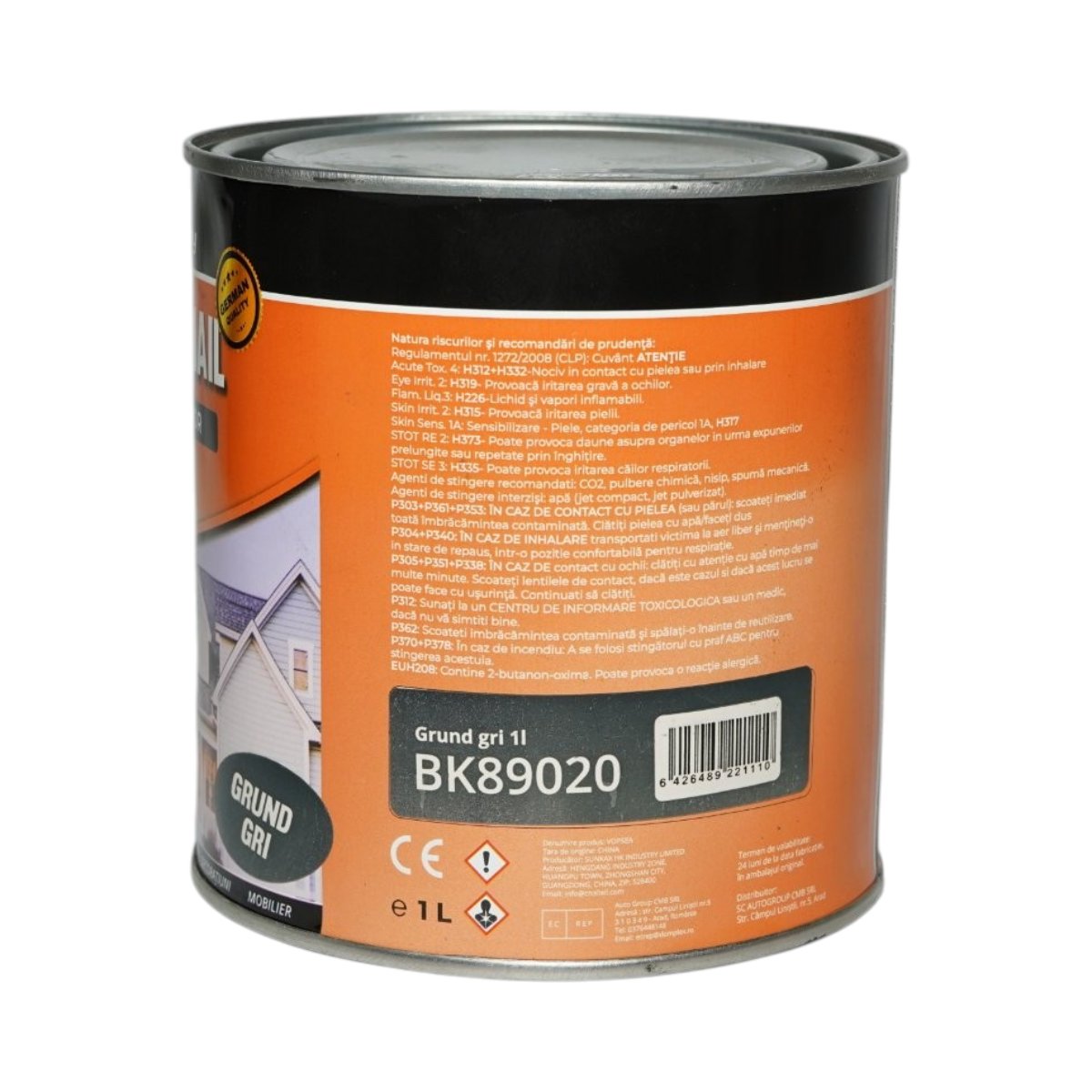 Vopsea email anticoroziva 3 in 1 grund gri pe baza de solvent 1L, direct pe rugina, interior si exterior Breckner Germany - imagine 3
