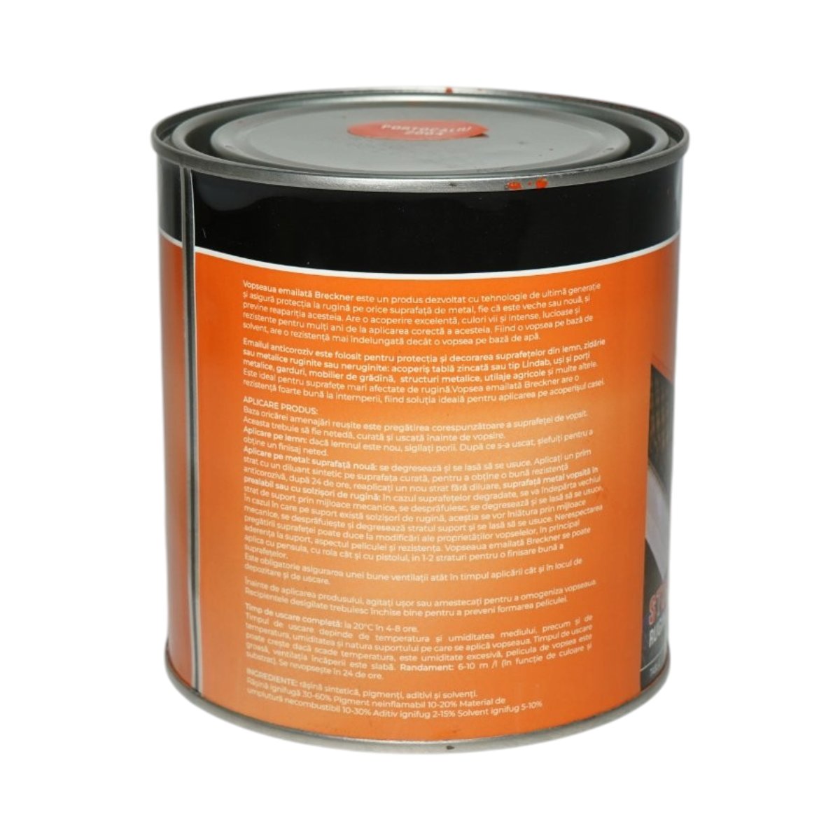Vopsea email anticoroziva 3 in 1 portocaliu 2004 pe baza de solvent 1L, direct pe rugina, interior si exterior Breckner Germany - imagine 2