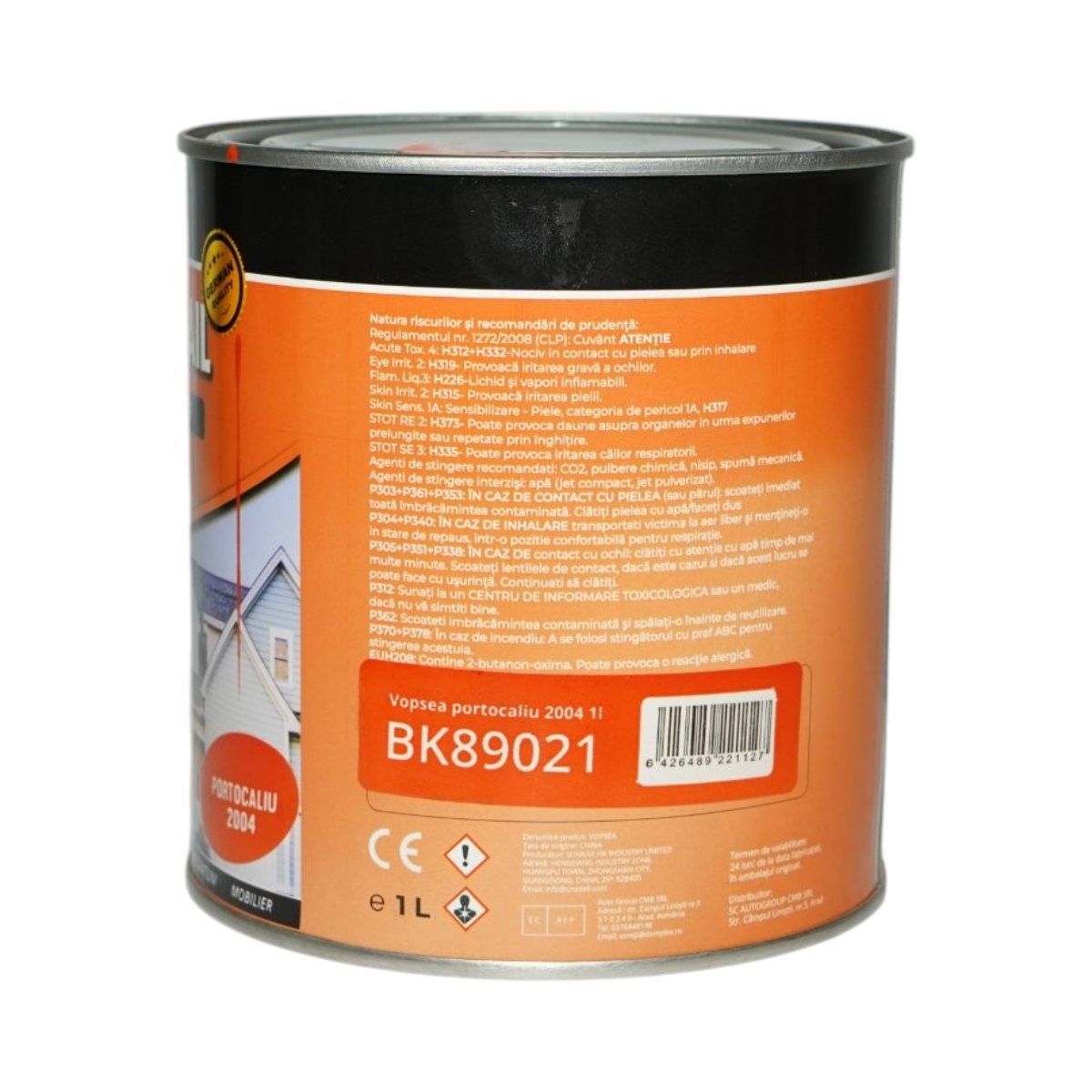 Vopsea email anticoroziva 3 in 1 portocaliu 2004 pe baza de solvent 1L, direct pe rugina, interior si exterior Breckner Germany - imagine 3