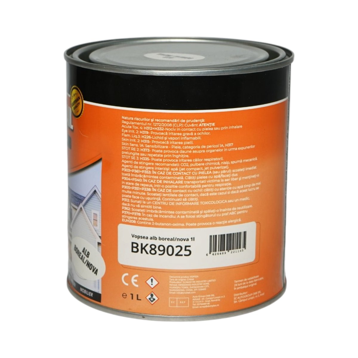 Vopsea email anticoroziva 3 in 1 alb boreal nova pe baza de solvent 1L, direct pe rugina, interior si exterior Breckner Germany - imagine 3