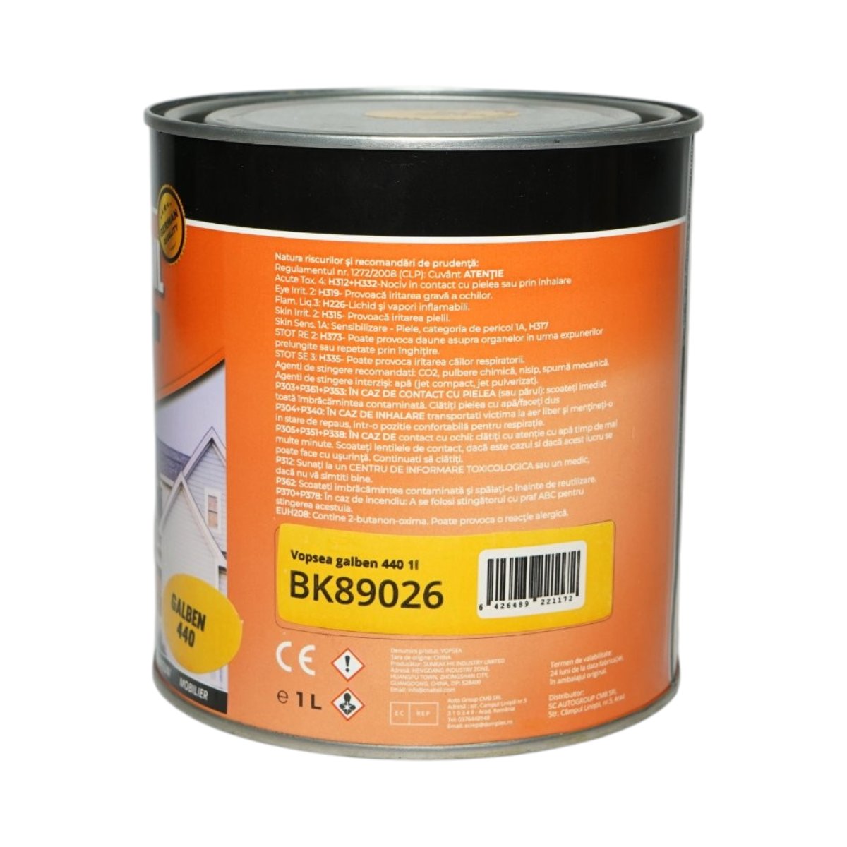 Vopsea email anticoroziva 3 in 1 galben 440 pe baza de solvent 1L, direct pe rugina, interior si exterior Breckner Germany - imagine 3
