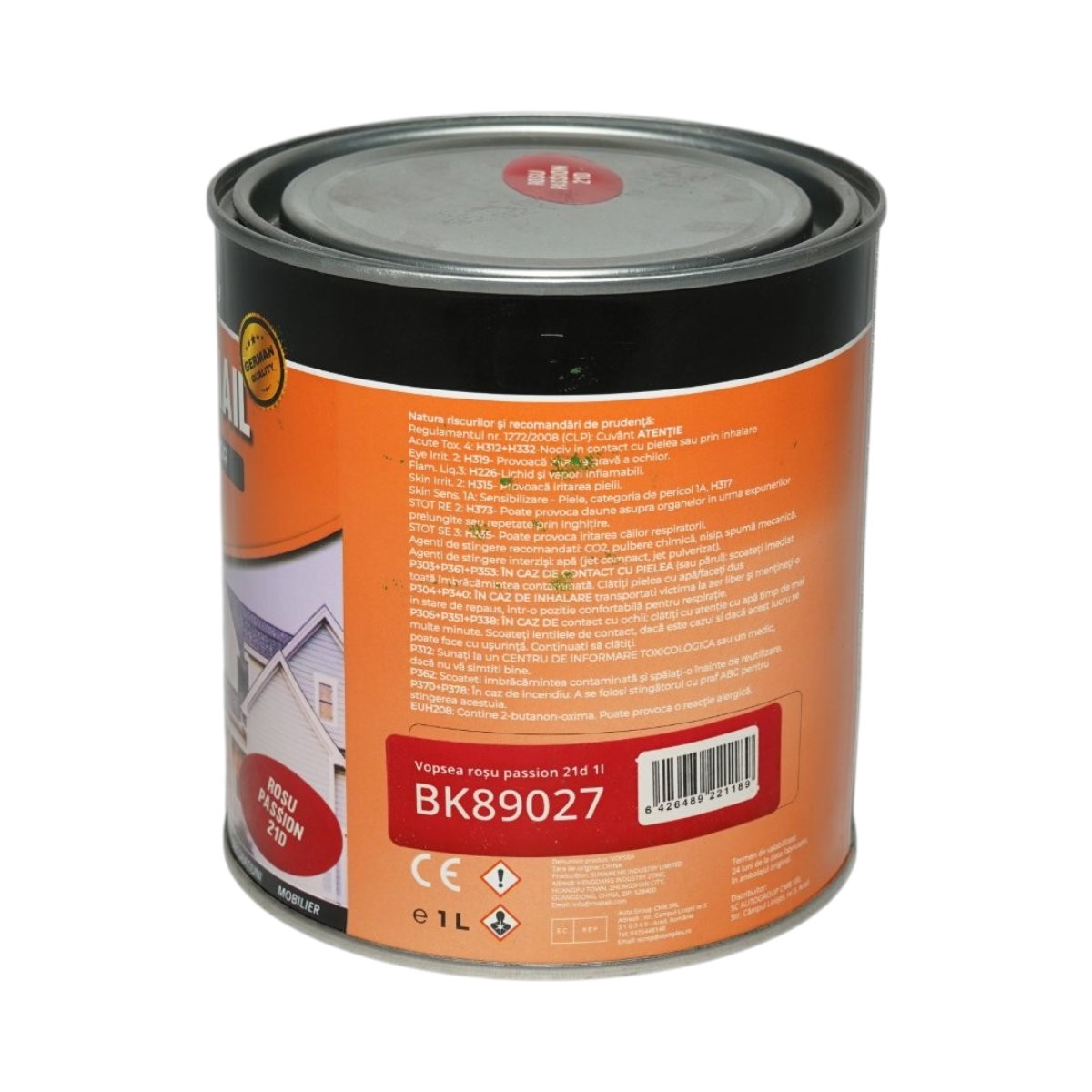 Vopsea email anticoroziva 3 in 1 rosu passion 21D pe baza de solvent 1L, direct pe rugina, interior si exterior Breckner Germany - imagine 3