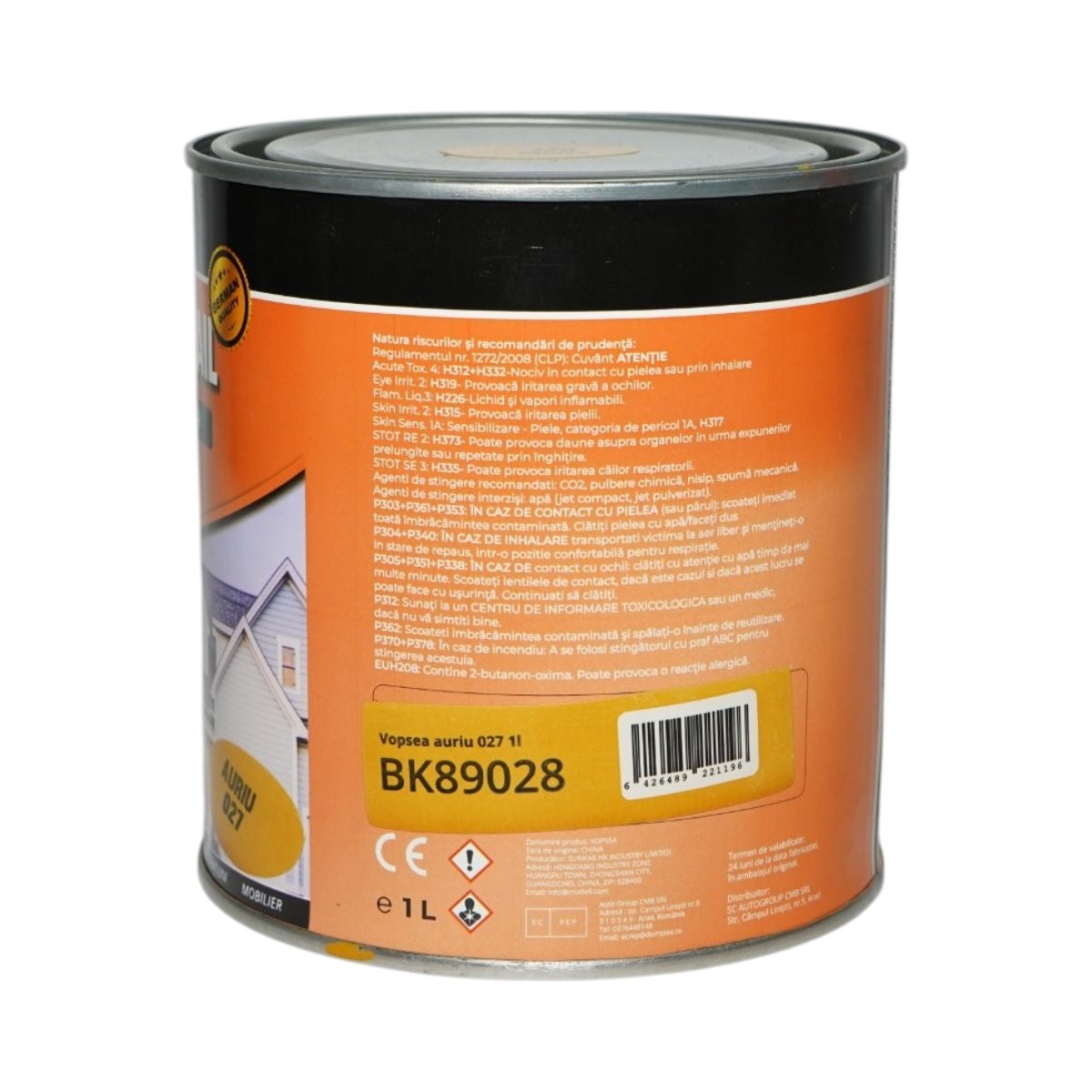 Vopsea email anticoroziva 3 in 1 auriu 027 pe baza de solvent 1L, direct pe rugina, interior si exterior Breckner Germany - imagine 3